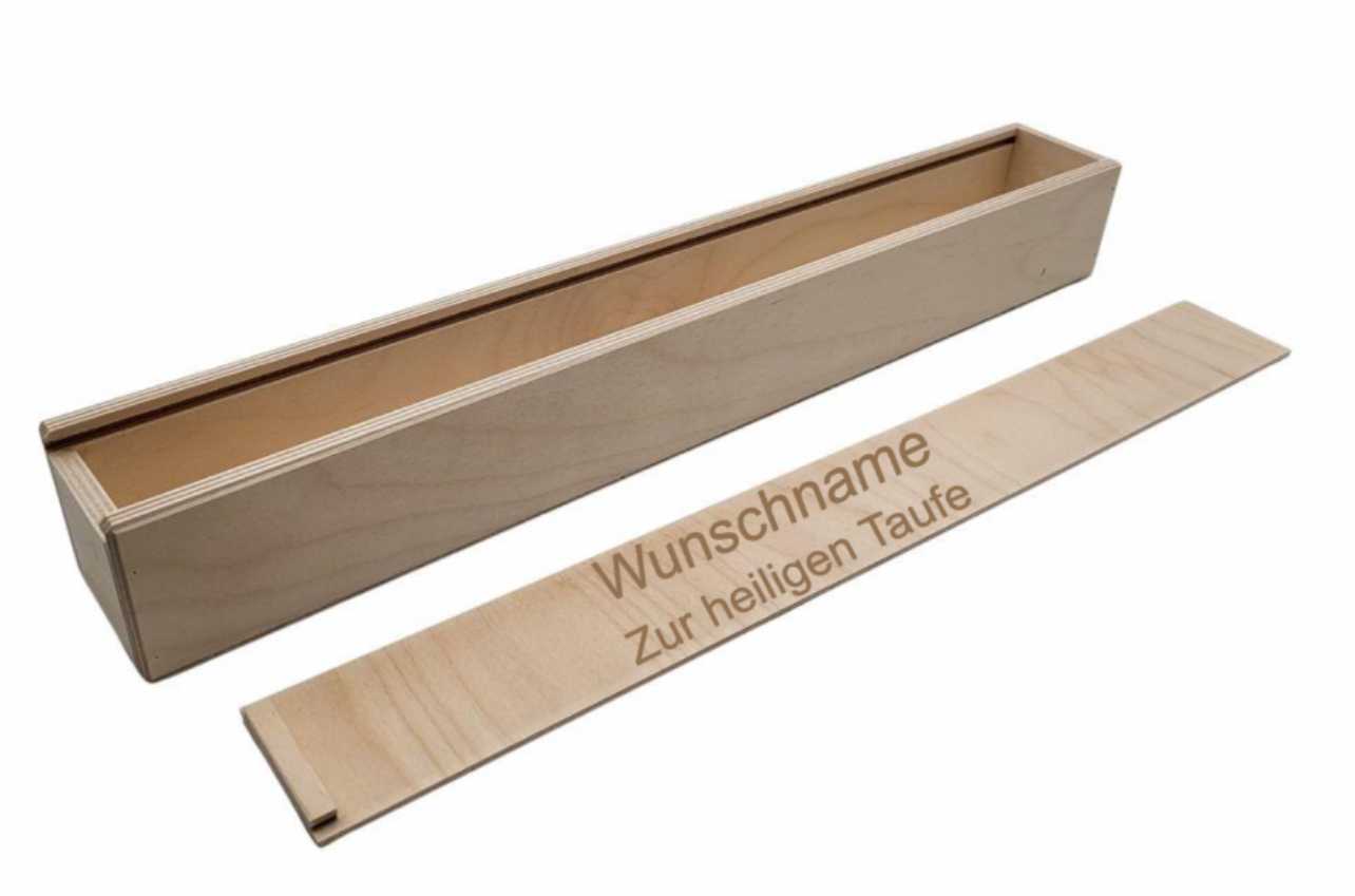 HOLZKISTE FÜR TAUFKERZEN 45 X 4,8 X 4,8 CM