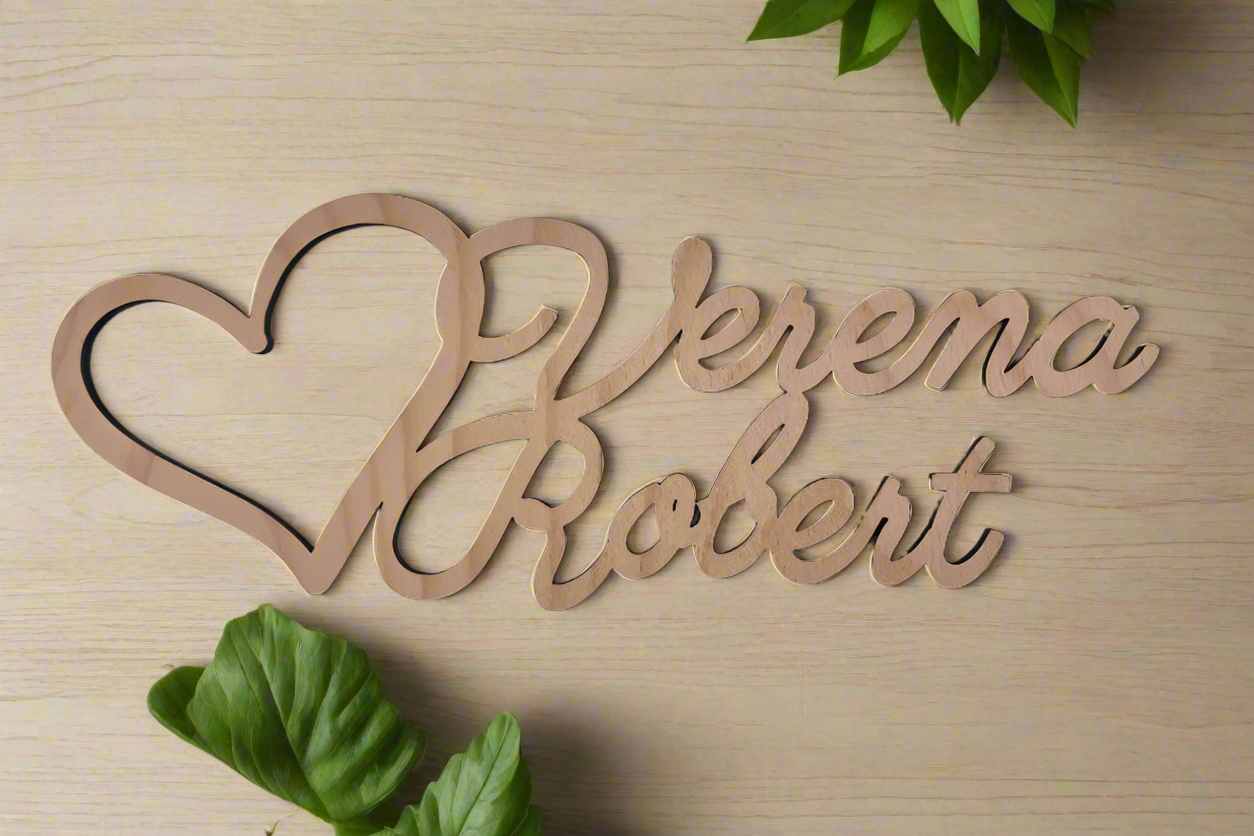 Wanddeko Herz mit Namen