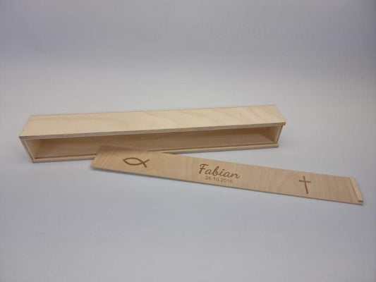 HOLZKISTE FÜR TAUFKERZEN 45 X 4,8 X 4,8 CM