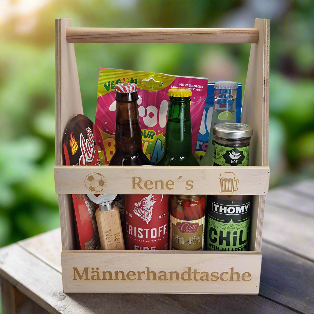 Männerhandtasche aus Holz - Der Flaschenträger für echte Kerle
